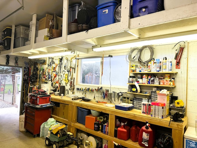 1990 E 400 N, Mapleton, UT 84664 - misc room featuring a workshop area, concrete floors, and healthy amount of natural light