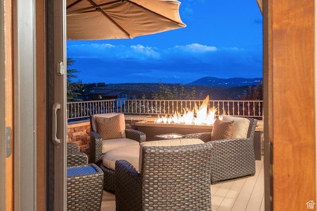 9388 Dye Cabins Dr, Park City, UT 84098 - balcony with an outdoor fire pit and a mountain view