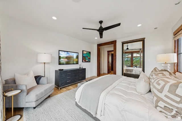 9388 Dye Cabins Dr, Park City, UT 84098 - bedroom with recessed lighting, light wood-style floors, and a ceiling fan