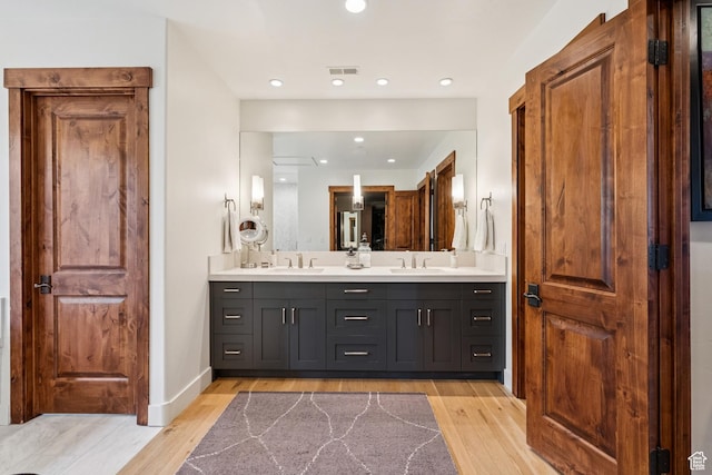 9388 Dye Cabins Dr, Park City, UT 84098 - full bath featuring double vanity, wood finished floors, and recessed lighting