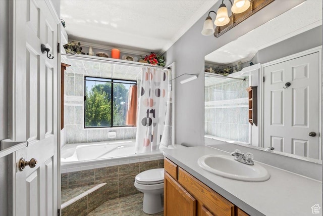 4970 S 4150 W, Roy, UT 84067 - full bath featuring vanity, tiled shower / bath combo, a textured ceiling, and crown molding