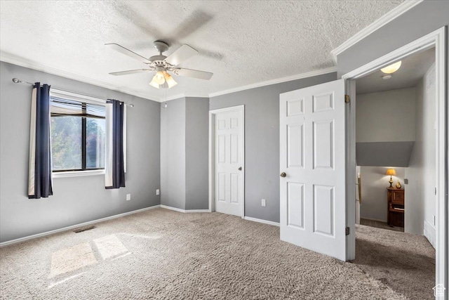 4970 S 4150 W, Roy, UT 84067 - unfurnished bedroom featuring carpet flooring, a textured ceiling, crown molding, and ceiling fan