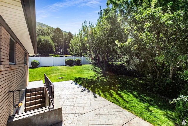 342 E State St, Farmington, UT 84025 - fenced backyard with a patio area and a mountain view