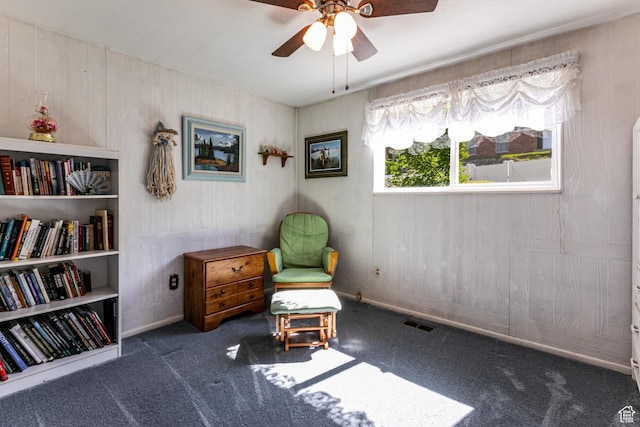 342 E State St, Farmington, UT 84025 - living area featuring carpet and ceiling fan