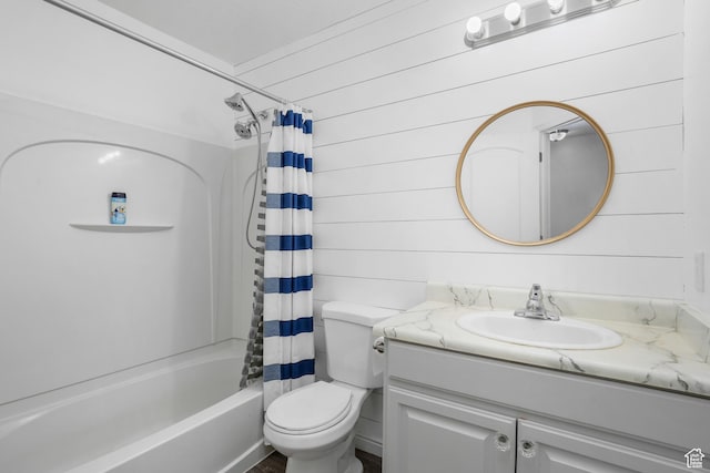 1244 E 800 N Unit 43, Spanish Fork, UT 84660 - bathroom with vanity, shower / bathtub combination with curtain, and wooden walls
