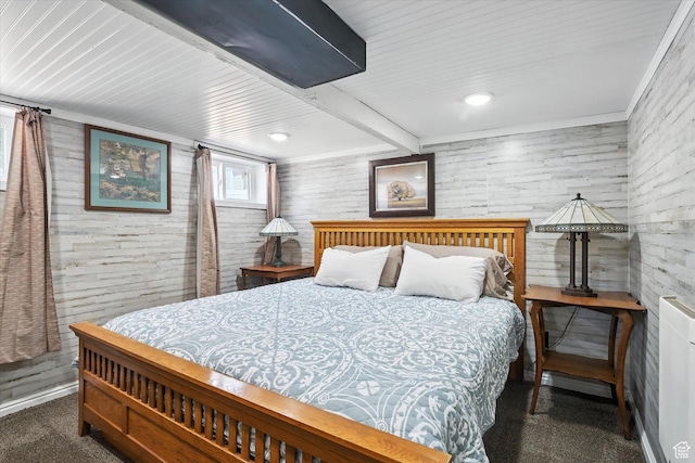 367 W 400 N, Malad City, ID 83252 - bedroom featuring wood walls, beamed ceiling, and recessed lighting