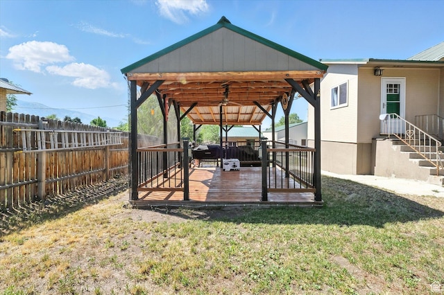 367 W 400 N, Malad City, ID 83252 - fenced backyard with a wooden deck and a gazebo