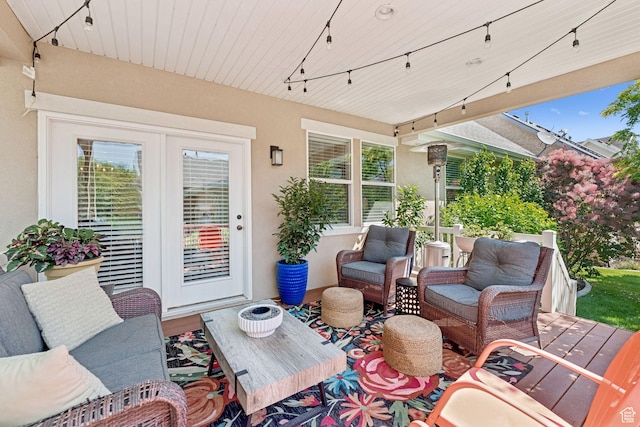 693 S Silver Leaf Dr W, Mapleton, UT 84664 - deck featuring outdoor dining area, an outdoor living space, and french doors