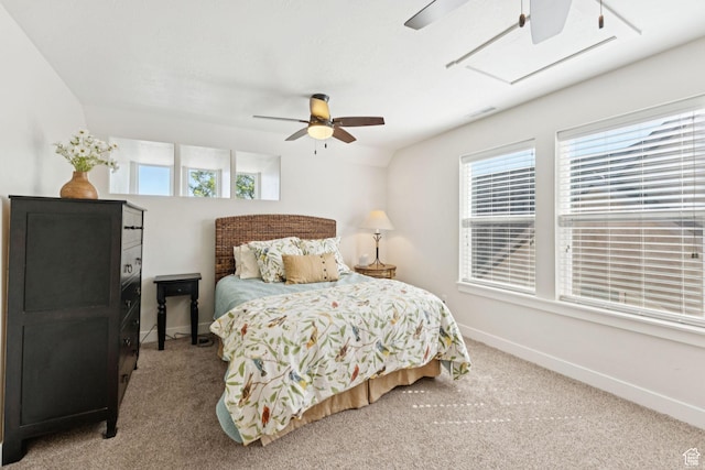693 S Silver Leaf Dr W, Mapleton, UT 84664 - bedroom with carpet flooring, a ceiling fan, and attic access