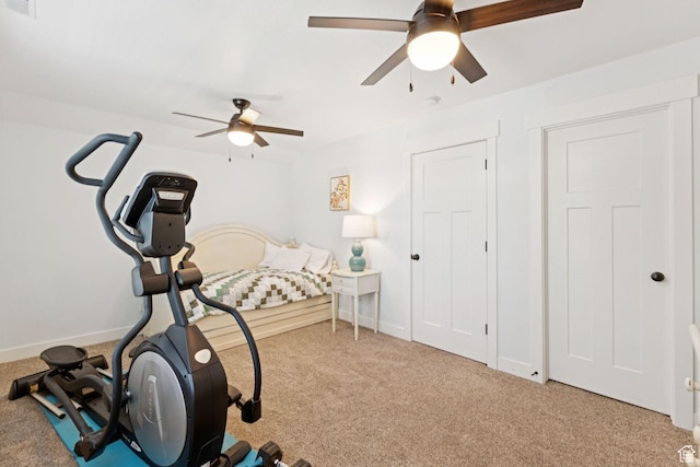 693 S Silver Leaf Dr W, Mapleton, UT 84664 - workout room with a ceiling fan and carpet