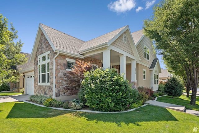 693 S Silver Leaf Dr W, Mapleton, UT 84664 - view of home's exterior featuring stone siding and a lawn
