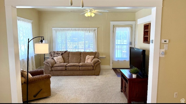 60 W 100th St N, Fillmore, UT 84631 - carpeted living area with a ceiling fan and plenty of natural light