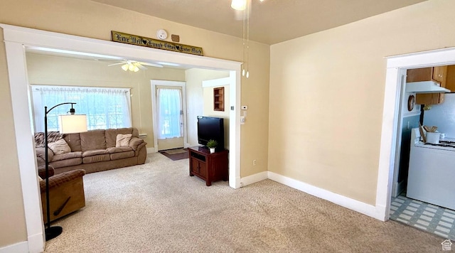 60 W 100th St N, Fillmore, UT 84631 - living room with ceiling fan and light carpet