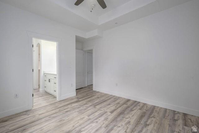 63 E Bridle Villa Dr, Draper, UT 84020 - unfurnished bedroom with wood finished floors, ensuite bathroom, and ceiling fan