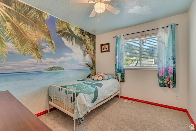 3149 E 1610 S, Spanish Fork, UT 84660 - bedroom with carpet, a textured ceiling, a ceiling fan, and a water view