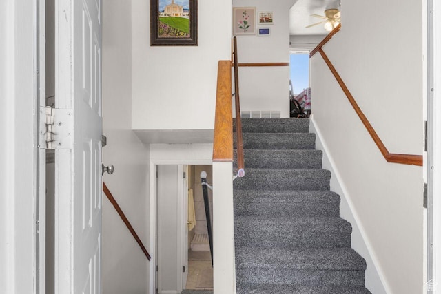 5062 S 2875 W, Roy, UT 84067 - stairway featuring a ceiling fan
