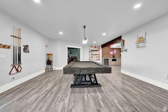 2673 S 4950 W, Taylor, UT 84401 - playroom with pool table, recessed lighting, a fireplace, and wood finished floors