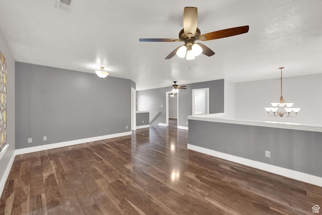 797 E 10 S, American Fork, UT 84003 - unfurnished living room featuring a chandelier, wood finished floors, and ceiling fan