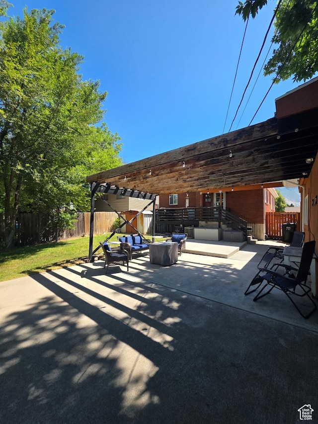 1525 N 1250 W, Provo, UT 84604 - fenced backyard featuring a patio area, a pergola, and an outdoor living space