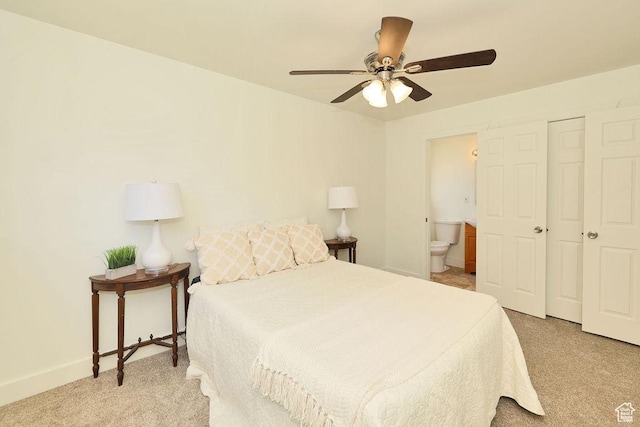 3165 S Jackson Ave, Ogden, UT 84403 - bedroom with carpet, ensuite bath, and a ceiling fan
