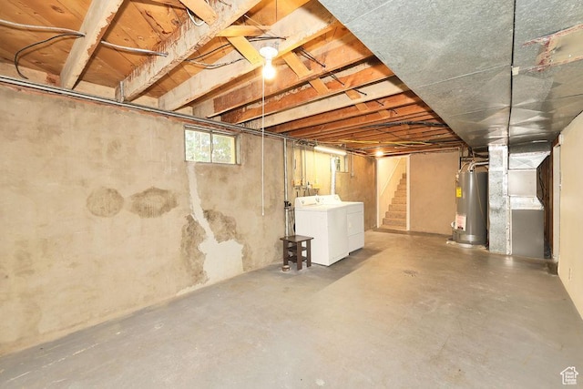 3165 S Jackson Ave, Ogden, UT 84403 - basement with gas water heater, washing machine and dryer, and stairs
