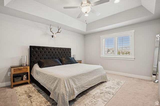 9634 N Red Bridge Rd, Eagle Mountain, UT 84005 - bedroom with a raised ceiling, carpet, a ceiling fan, and recessed lighting