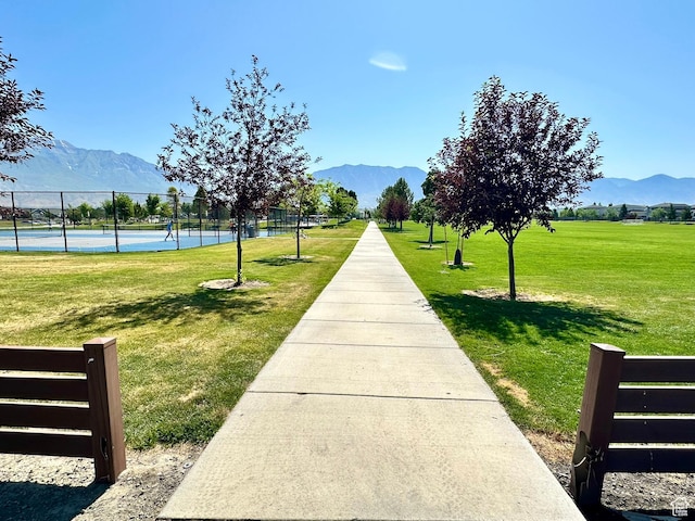 214 W Whitewater Dr, Vineyard, UT 84059 - view of home's community with a mountain view and a tennis court