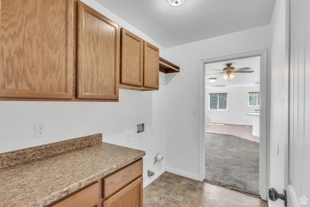 985 W 2675 S, Nibley, UT 84321 - laundry area with hookup for a washing machine, cabinet space, ceiling fan, and gas dryer hookup