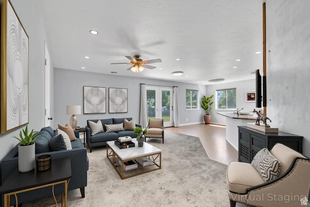 985 W 2675 S, Nibley, UT 84321 - living area featuring recessed lighting, a ceiling fan, and french doors
