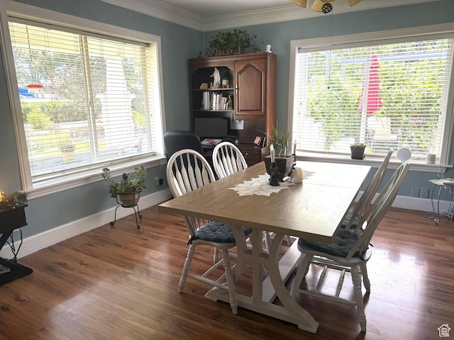 90 W Cherry St W, Grantsville, UT 84029 - dining room featuring healthy amount of natural light, crown molding, and dark wood-type flooring