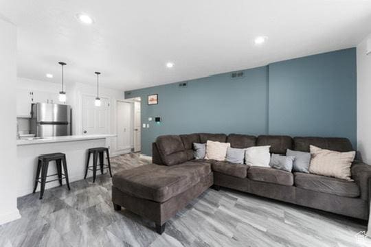 1196 E Waterside Cv S Unit 11, Cottonwood Heights, UT 84047 - living area with recessed lighting and baseboards