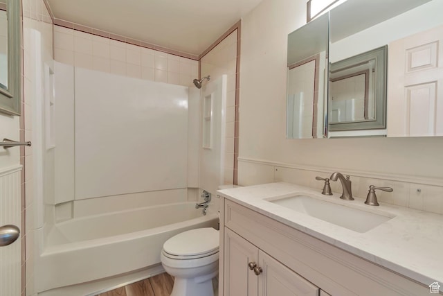 1241 W 4505 S, Taylorsville, UT 84123 - bathroom with vanity, bathing tub / shower combination, and wood finished floors