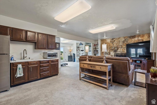 1252 N 100 E, American Fork, UT 84003 - living area featuring light carpet and a textured ceiling