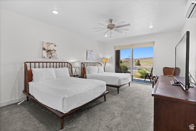 5160 W Villas N Dr N Unit 6-102, Hurricane, UT 84737 - carpeted bedroom with a wall mounted air conditioner, access to outside, recessed lighting, and a ceiling fan