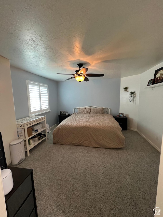 798 W Norway Maple Ct, Payson, UT 84651 - bedroom featuring carpet, ceiling fan, and a textured ceiling