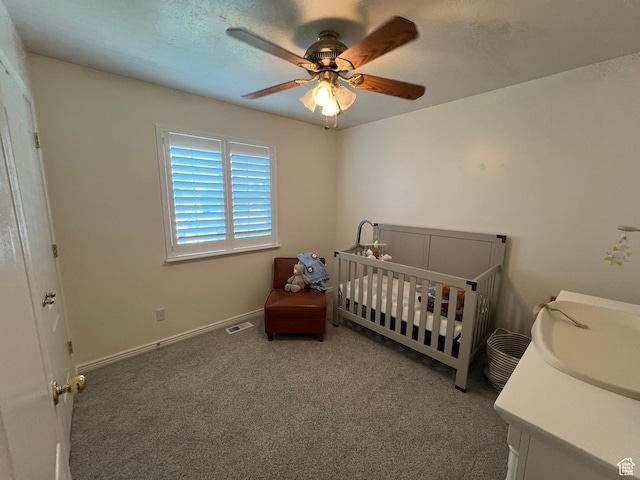 798 W Norway Maple Ct, Payson, UT 84651 - bedroom featuring carpet floors, a crib, and a ceiling fan