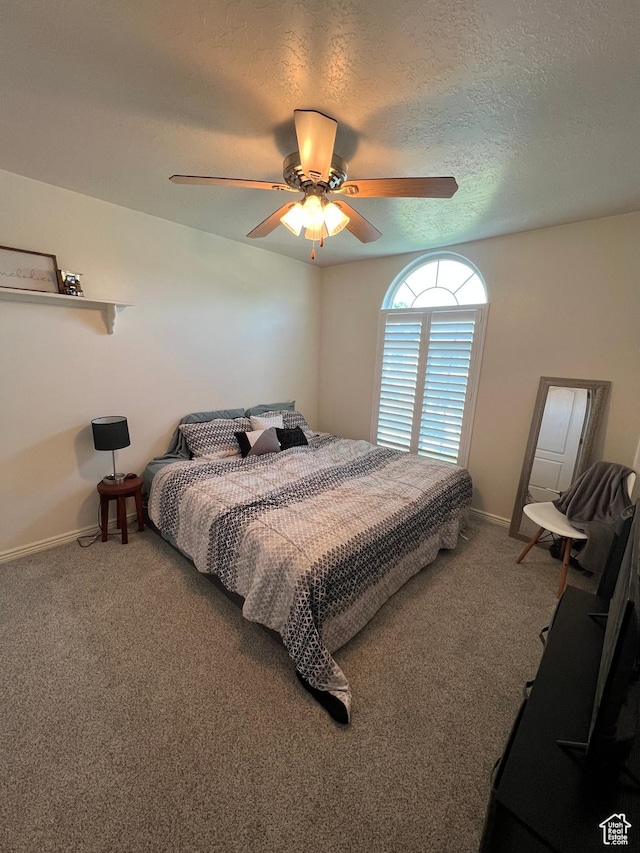 798 W Norway Maple Ct, Payson, UT 84651 - carpeted bedroom featuring a ceiling fan and a textured ceiling