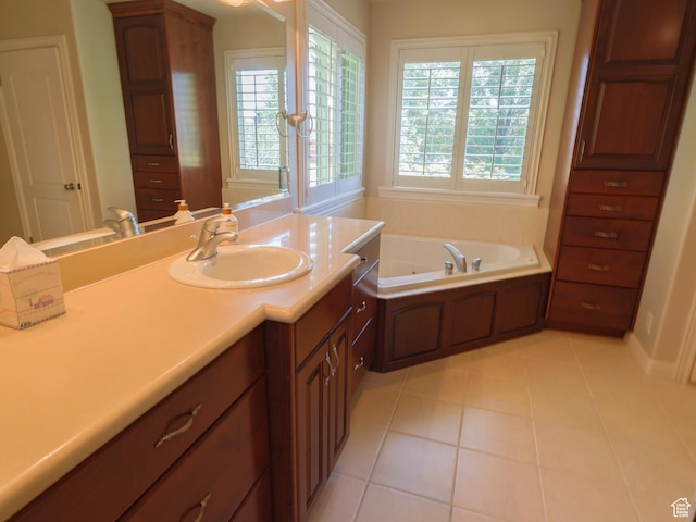 5160 W 5725 S, Hooper, UT 84315 - bathroom with vanity, a whirlpool tub, and tile patterned floors