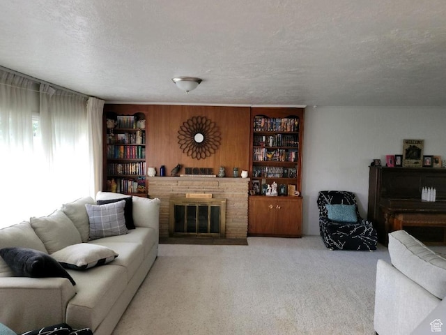 30 N Main St, Aurora, UT 84620 - living room featuring a brick fireplace and carpet floors