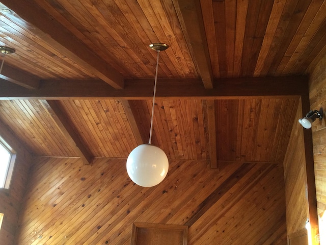 30 N Main St, Aurora, UT 84620 - detailed view of a wooden ceiling with exposed beams, a sauna, and wood walls