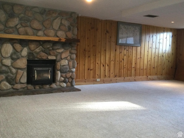 30 N Main St, Aurora, UT 84620 - unfurnished living room with carpet floors and wooden walls