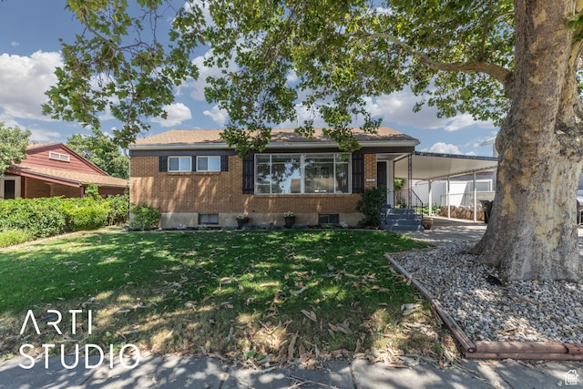 4746 S 250 W, Washington Terrace, UT 84405 - view of front of house with brick siding, a carport, and a front yard