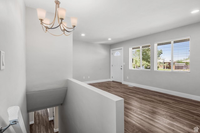 1500 N 350 W, Bountiful, UT 84010 - entryway with dark wood-style floors, recessed lighting, and a chandelier