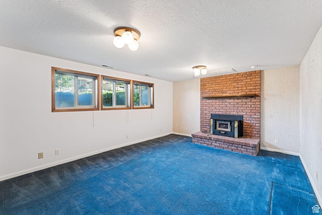 784 E 2150 S, Bountiful, UT 84010 - unfurnished living room featuring a textured ceiling, carpet, and a fireplace