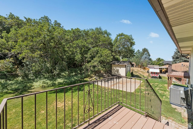 784 E 2150 S, Bountiful, UT 84010 - wooden deck featuring a yard and a storage shed