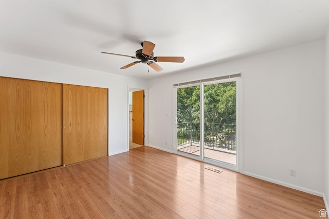 784 E 2150 S, Bountiful, UT 84010 - unfurnished bedroom with access to outside, light wood-style floors, a closet, and ceiling fan