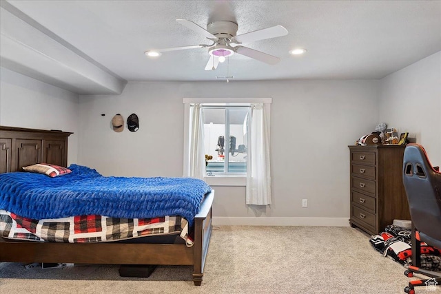4448 W 5325 S, Hooper, UT 84315 - bedroom featuring light colored carpet, ceiling fan, and recessed lighting