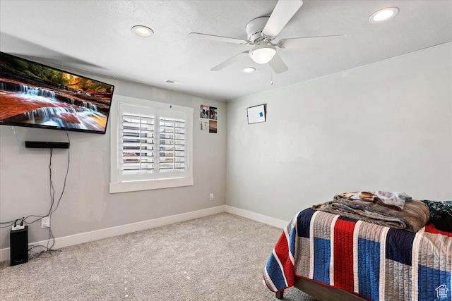 4448 W 5325 S, Hooper, UT 84315 - bedroom featuring recessed lighting, carpet flooring, a ceiling fan, and a textured ceiling