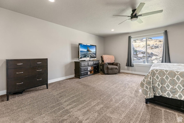 3973 E Eagle Top Ct, Eagle Mountain, UT 84005 - carpeted bedroom featuring a textured ceiling, recessed lighting, and ceiling fan