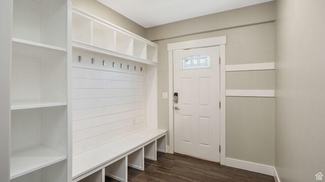5398 S 2300 W, Roy, UT 84067 - mudroom featuring dark wood-type flooring and baseboards